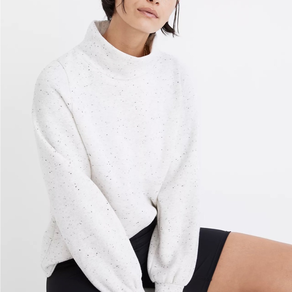 Madewell MWL Sweatshirt Turtleneck Cozy Fleece Pullover Grey